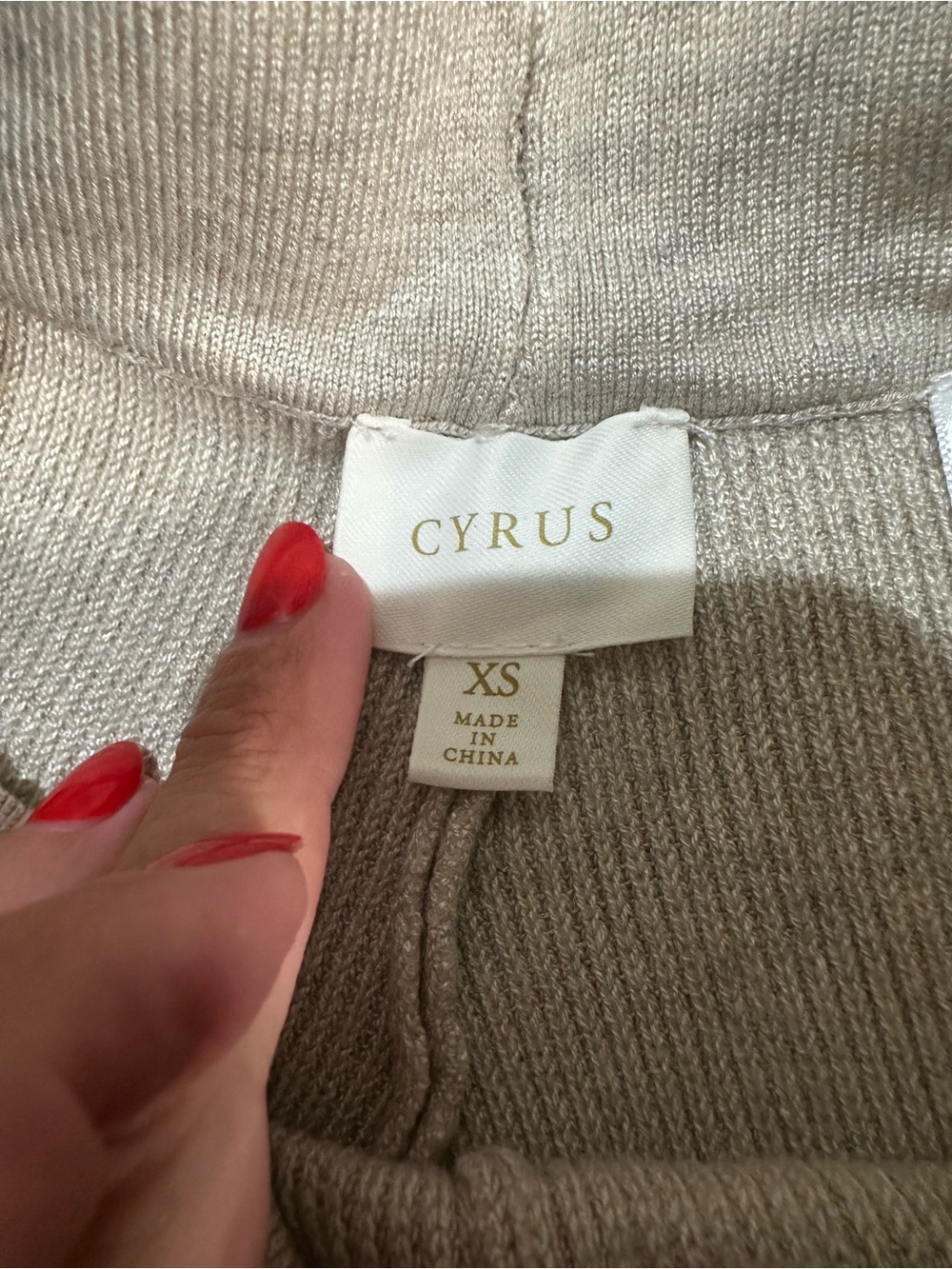Cyrus Beige Knit Pants Flare 34” Inseam Minimalist Travel Elastic Waist XS - Picture 2 of 6
